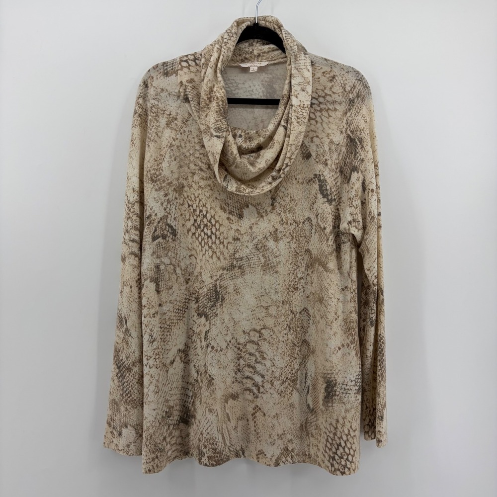 New Directions Studio Snake Print Cowl Neck Long Sleeve Sweater Women's Large‎